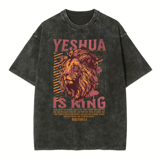 Yeshua Is King Christian Washed TShirt