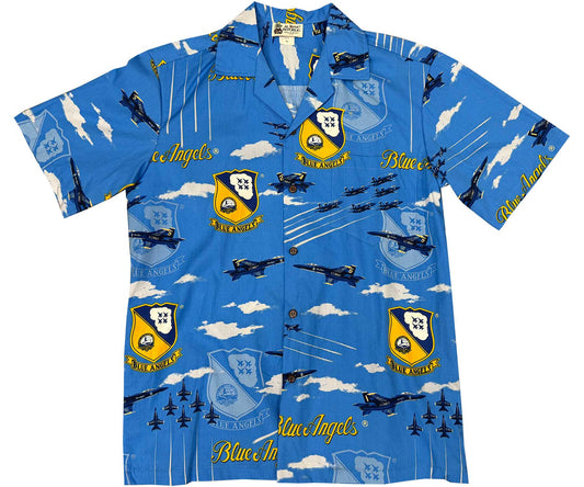 UniJames Blue Angels - Blue Short Sleeve Hawaiian Shirt