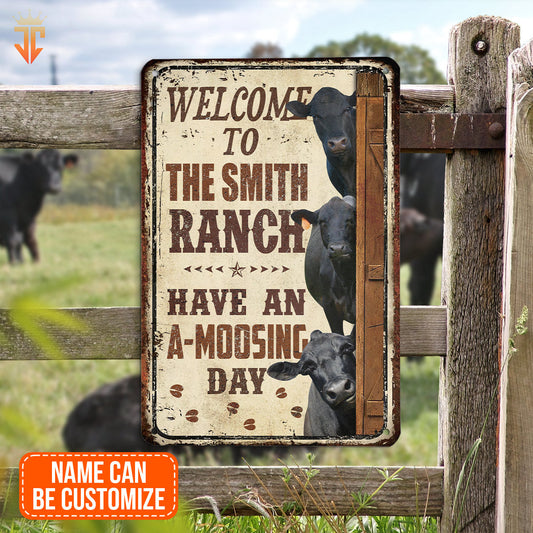 uni Black Angus Have An AMOO-SING Day All Printed 3D Metal Sign