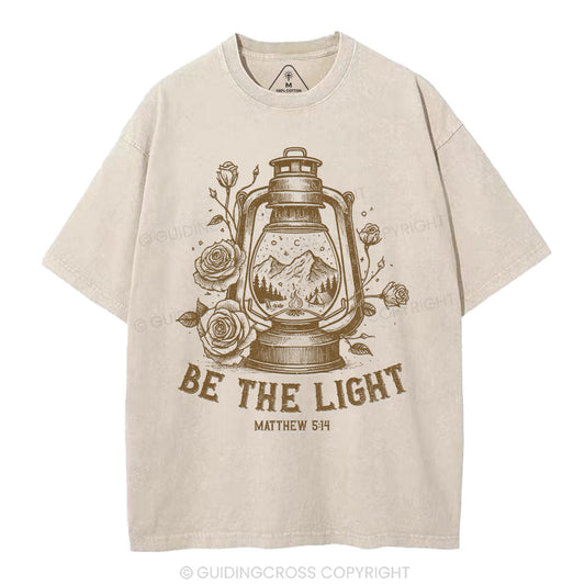 Be The Light Christian Washed T-Shirt Sale - GuidingCross