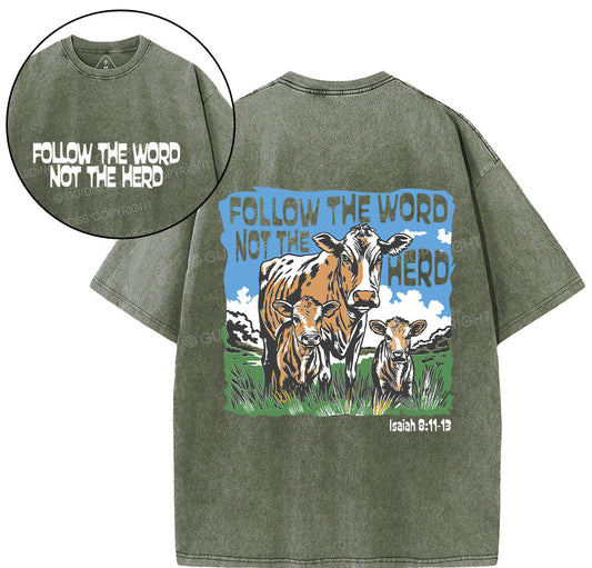 Follow The Word Not The Herd Christian Washed T-Shirt Sale - GuidingCross
