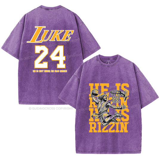 Luke 24 He Is Rizzin Christian Washed T-Shirt Sale - GuidingCross