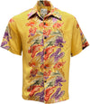UniJames Retro Anthurium Panel - Faded Sun Short Sleeve Hawaiian Shirt