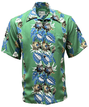 UniJames Retro Night Blooming Cereus - Rainforest Short Sleeve Hawaiian Shirt