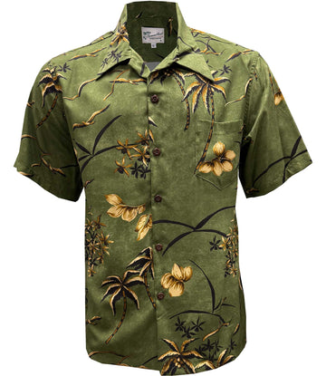 UniJames Retro Oasis - Moss Short Sleeve Hawaiian Shirt