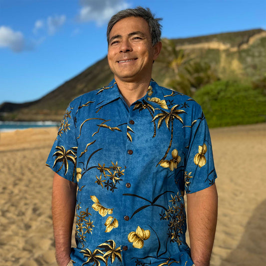 UniJames Retro Oasis - Cool Water Short Sleeve Hawaiian Shirt