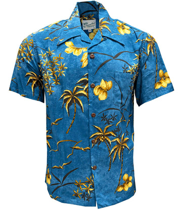 UniJames Retro Oasis - Cool Water Short Sleeve Hawaiian Shirt