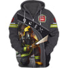 UniJames Custom Name 3D Firefirghter Zipper Hoodie Personalized Gift For Firefighters