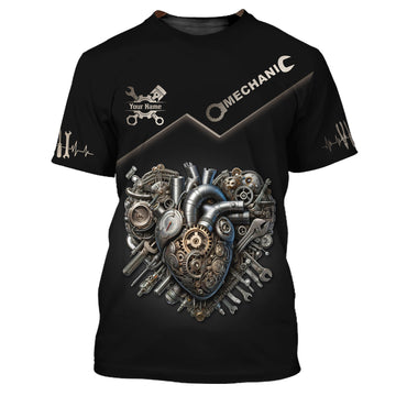 UniJames Mechanic Heart Gear 3D Full Print Zipper Hoodie Custom Gift For Mechanics