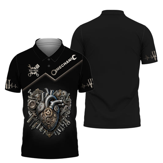 UniJames Mechanic Heart Gear 3D Full Print Zipper Hoodie Custom Gift For Mechanics