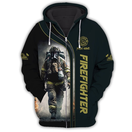 UniJames Firefighter 3D Zipper Hoodie Fireman Custom Zipper Hoodie