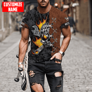UniJames Customized All Over Printed Auto Mechanic Skull All Over Printed Shirt