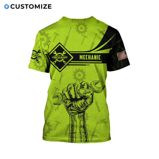 UniJames Mechanic Is Hero Personalized Name Flag 3D Over Printed Shirts No