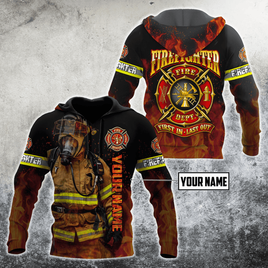 UniJames Firefighter Unisex Shirts Custom Name Hoodie 3D All Over Printed