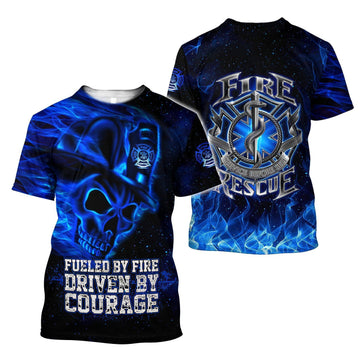 UniJames Blue Skull Firefighter Hoodie Shirts For Men And Women