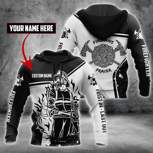 UniJames Personalized Firefighter Black White Color 3D All Over Printed Hoodie For Men And Women