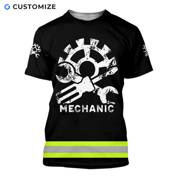UniJames Proud To Be US Mechanic Personalized Name 3D Over Printed Shirts No