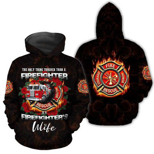 UniJames All Over Printed Firefighter's Wife Hoodie DA-MEI
