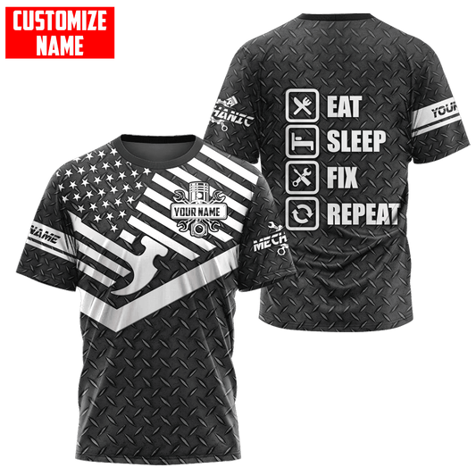 UniJames Personalized Name American Mechanic Shirts Metal