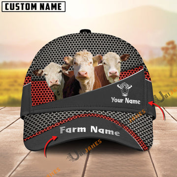 Uni Hereford Black Metal Customized Name And Farm Name Cap