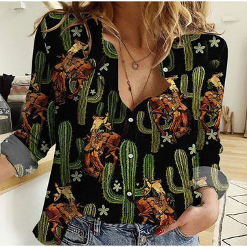 Unique Cowboy Black Cactus Horse Riding Casual Shirt