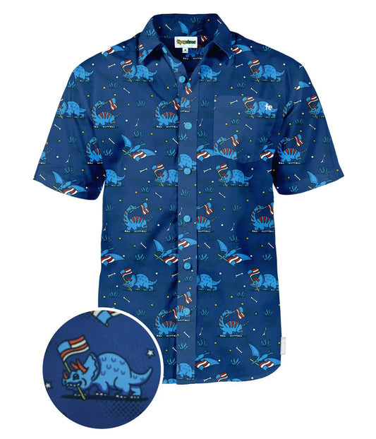 UniJames Men's Fossilized Flag Button Shirt