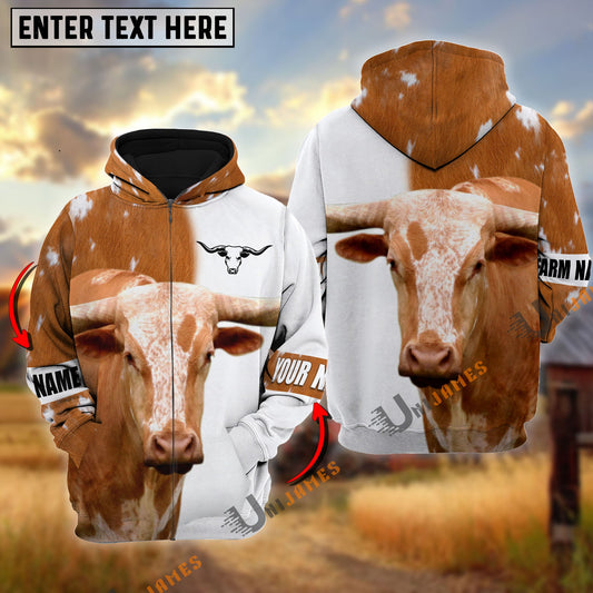 Uni Texas Longhorn Cattle And White Personalized Name Shirt