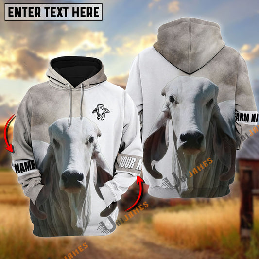 Uni Brahman Cattle And White Personalized Name Shirt