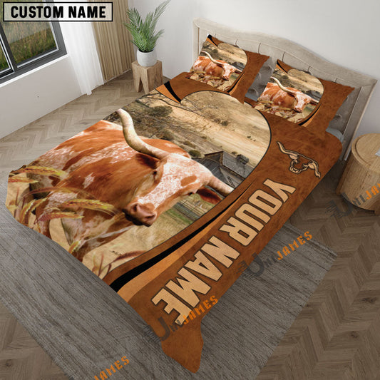 Uni Texas Longhorn Premium Brown Pattern 3D Bedding Set