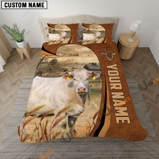Uni Charolais Premium Brown Pattern 3D Bedding Set