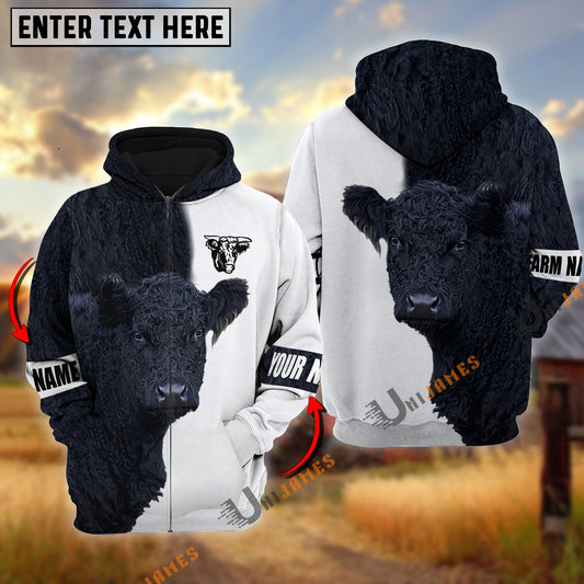 Uni Belted Galloway Cattle And White Personalized Name Shirt
