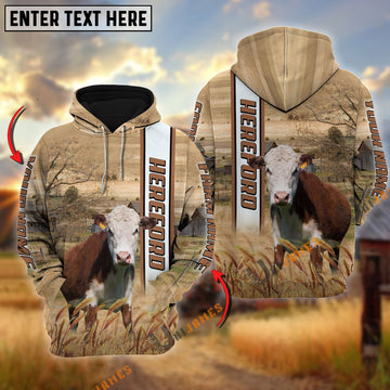 Uni Hereford Happy Farm Life Personalized Name, Farm Name 3D Hoodie