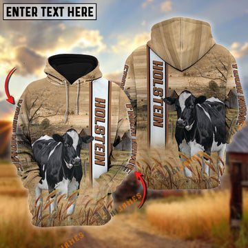 Uni Holstein Happy Farm Life Personalized Name, Farm Name 3D Hoodie