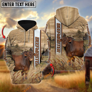 Uni Beefmaster Happy Farm Life Personalized Name, Farm Name 3D Hoodie