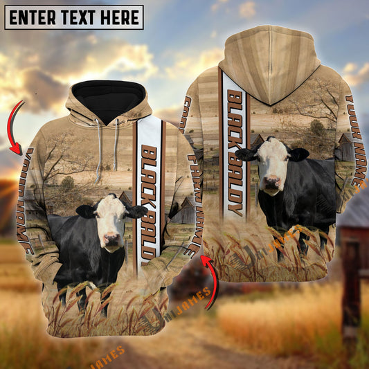 Uni Black Baldy Happy Farm Life Personalized Name, Farm Name 3D Hoodie