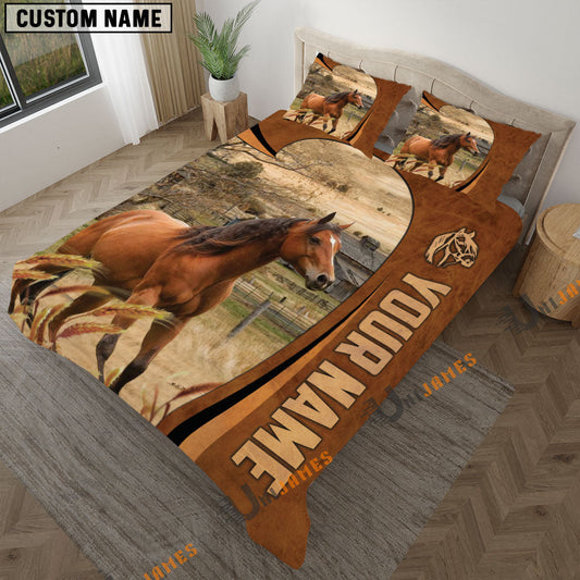 Uni Horse Premium Brown Pattern 3D Bedding Set