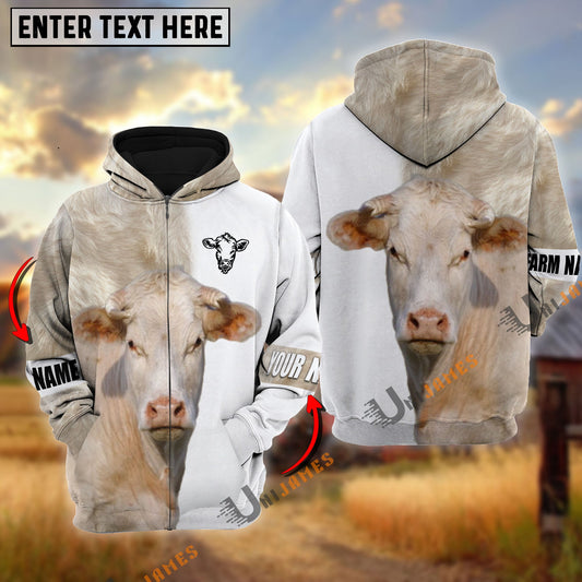 Uni Charolais Cattle And White Personalized Name Shirt