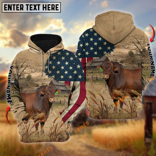 Uni Beefmaster US Flag Customized Name 3D Hoodie