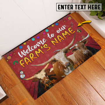 Uni Texas Longhorn Christmas Custom Name Doormat