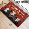 Uni Black Baldy Christmas Custom Name Doormat
