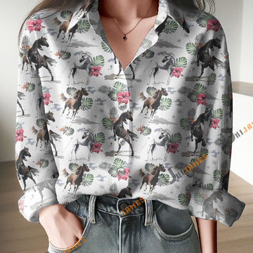 Unique Horse Aloha Pattern Casual Shirt