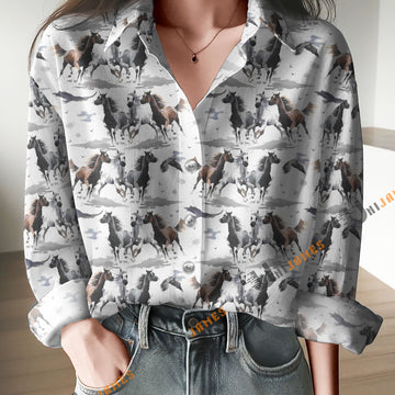 Unique 3 Horses Watercolor Art Casual Shirt