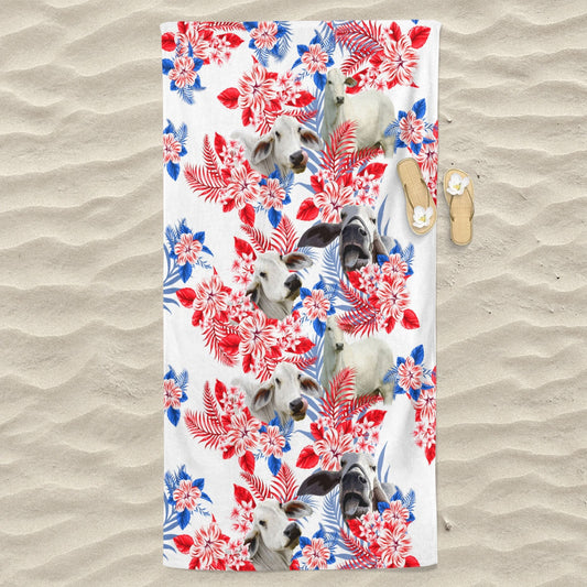 Brahman Cattle Hawaiian Inspiration Beach Towel