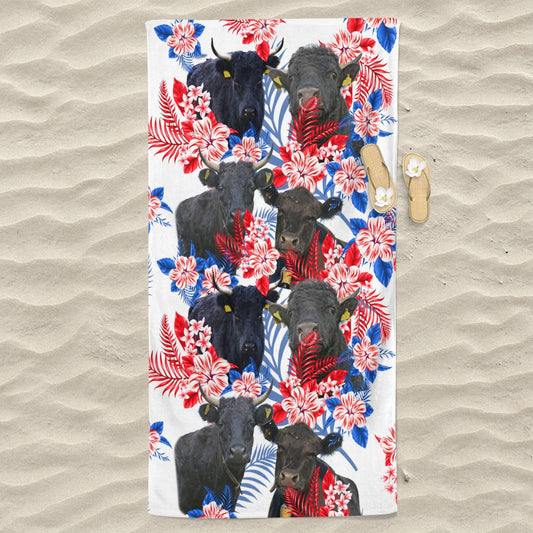 Dexter Cattle Hawaiian Inspiration Beach Towel