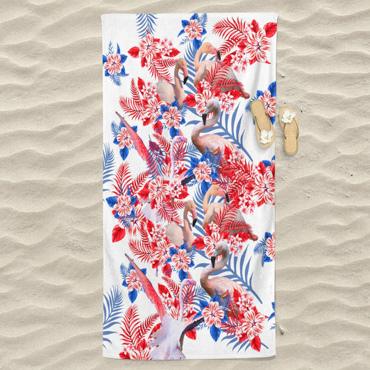 Flamingo Hawaiian Inspiration Beach Towel