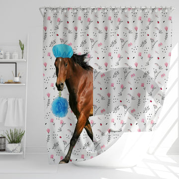 Uni Horse Flower 3D Shower Curtain
