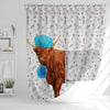 Uni Highland Cattle Flower 3D Shower Curtain