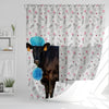 Uni Black Angus Flower 3D Shower Curtain