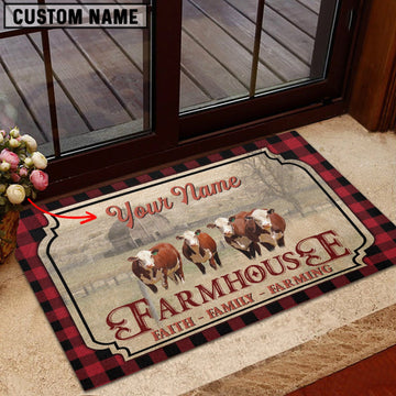 Uni Hereford Faith Family Farming Custom Name Doormat