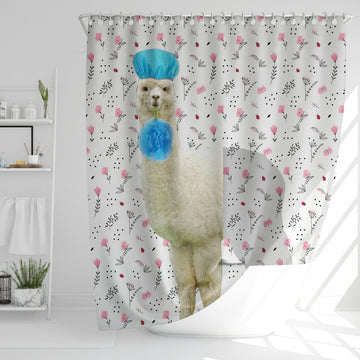 Uni Alpaca Flower 3D Shower Curtain
